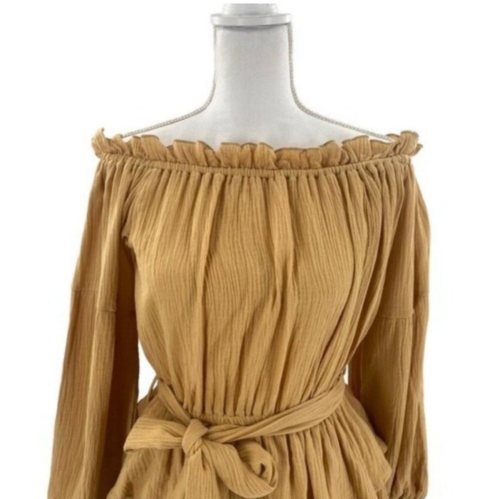 Petal & Pup Tan Ruched Tie Front Sundress - Picture 4 of 10